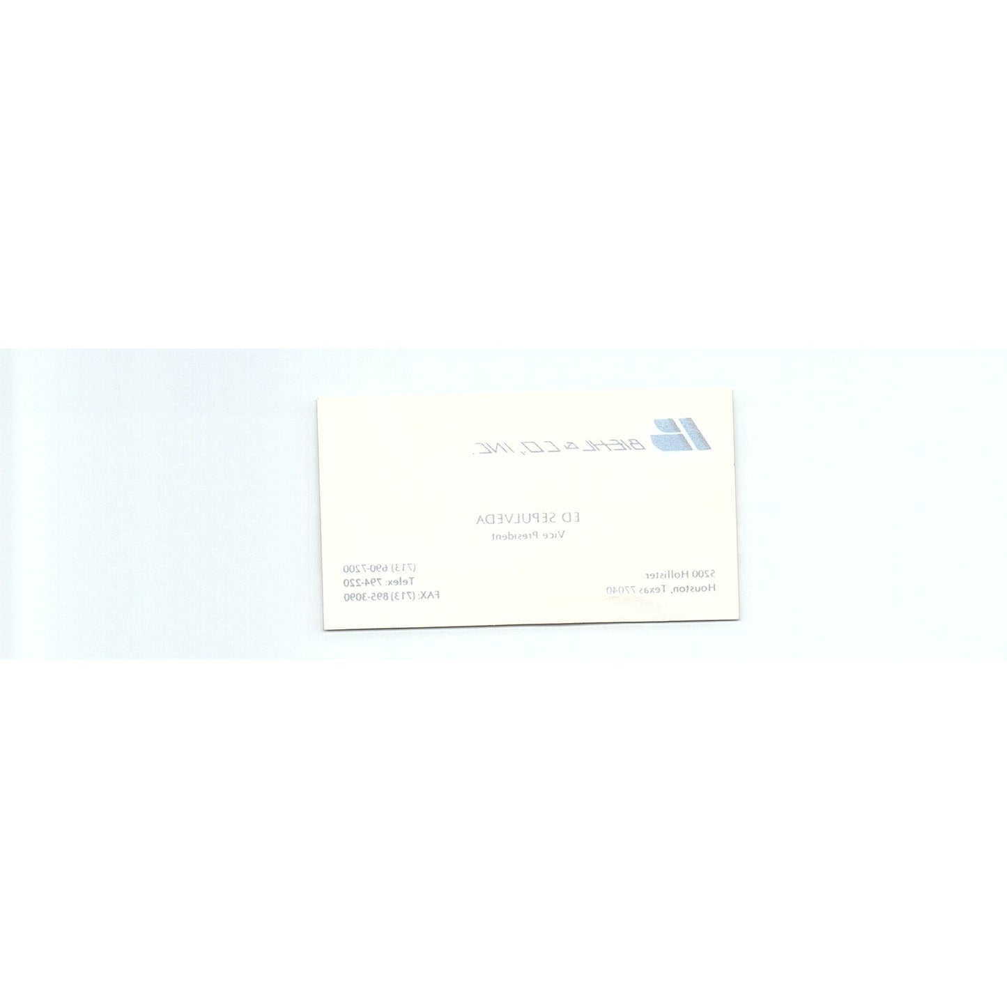 Ed Sepulveda Biehl & Co Inc Houston Vintage Business Card SD9-B13