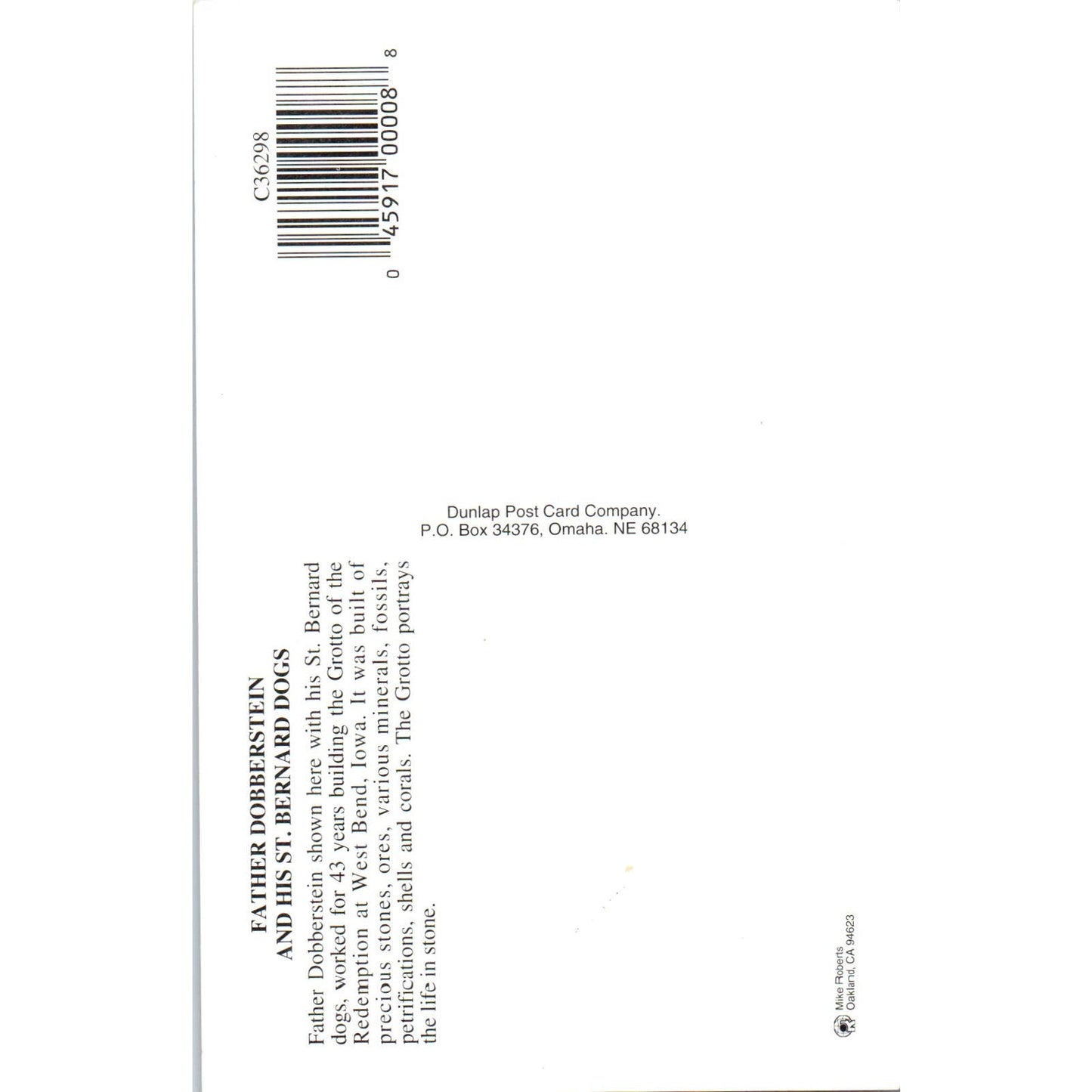 Father Dobberstein and his St. Bernard Dogs West Bend IA Vintage Postcard PC8