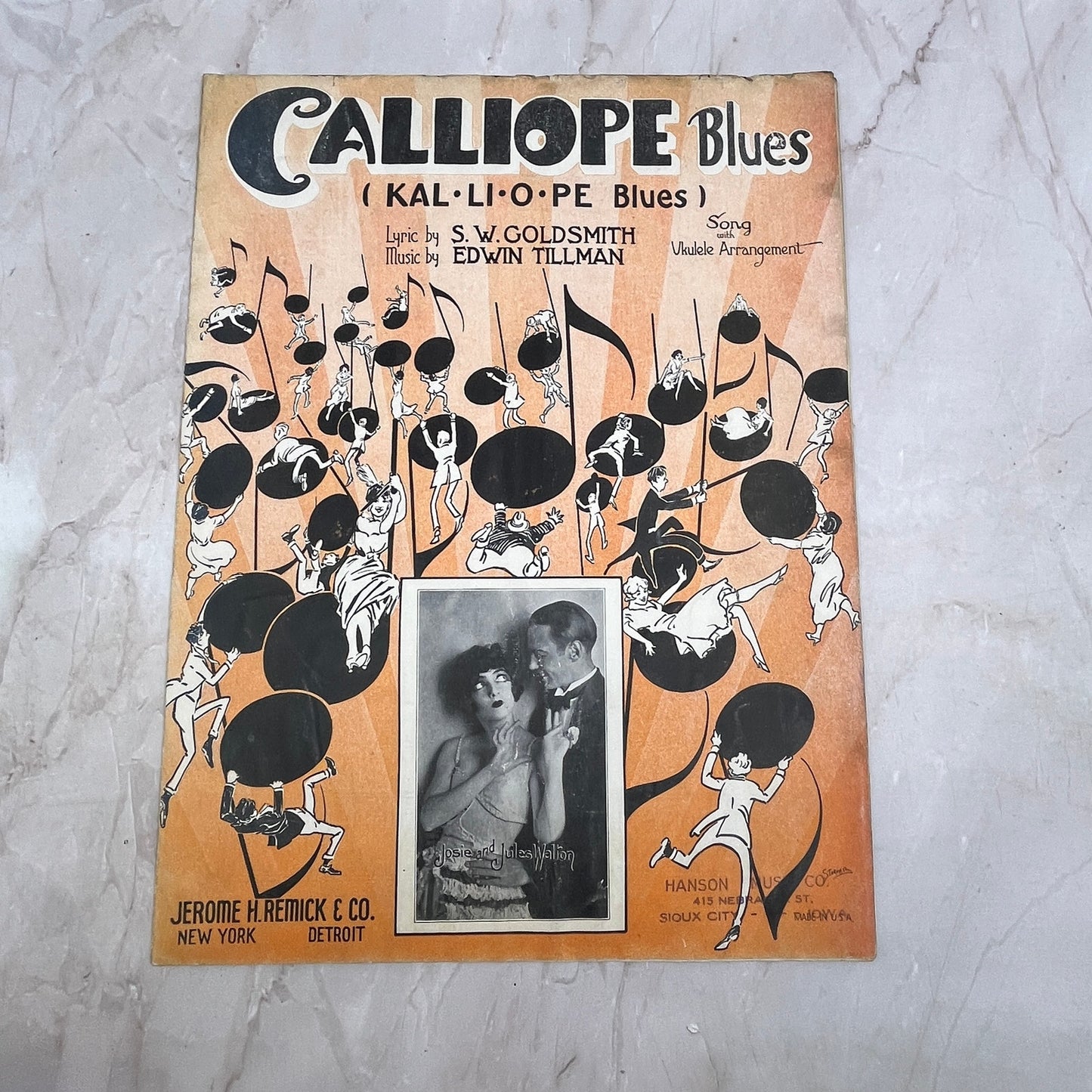 Calliope Blues S.W. Goldsmith Josie and Jules Walton Antique Sheet Music Ti5