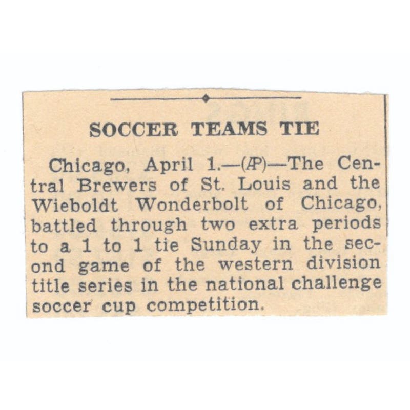 Soccer Wieboldt Wonderbolt Central Brewers 1935 Minneapolis News Article AE7-N6