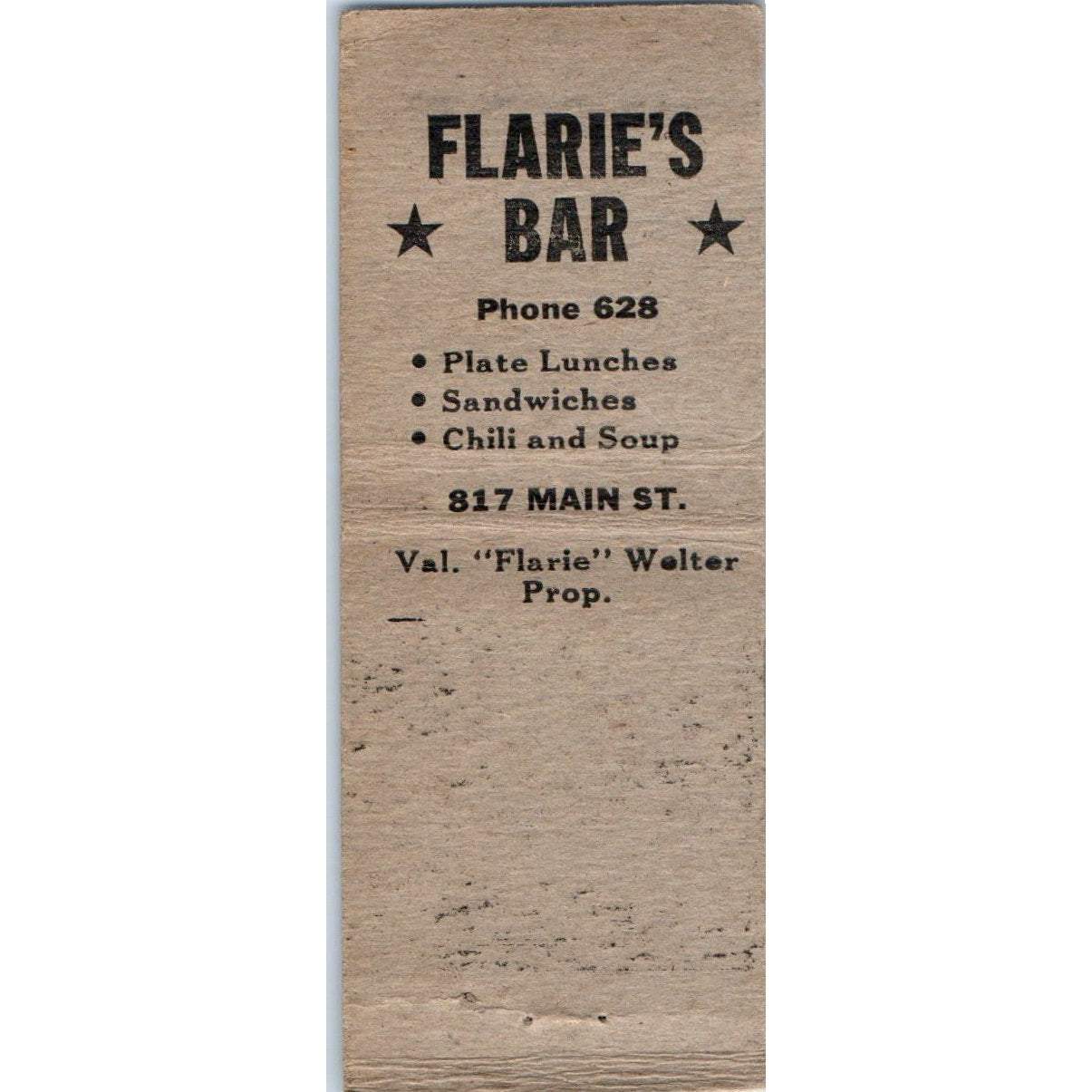 Flarie's Bar Jefferson WI Vintage Matchbook Cover SD4-Y16