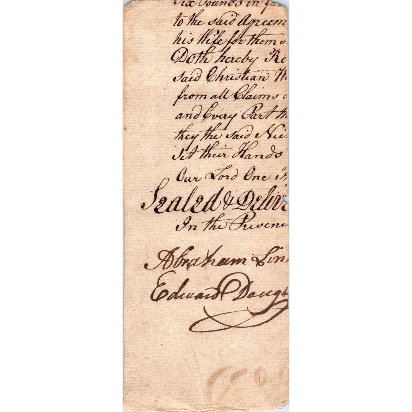 c1850s Original Official Document With Abraham Lincoln Signature D23