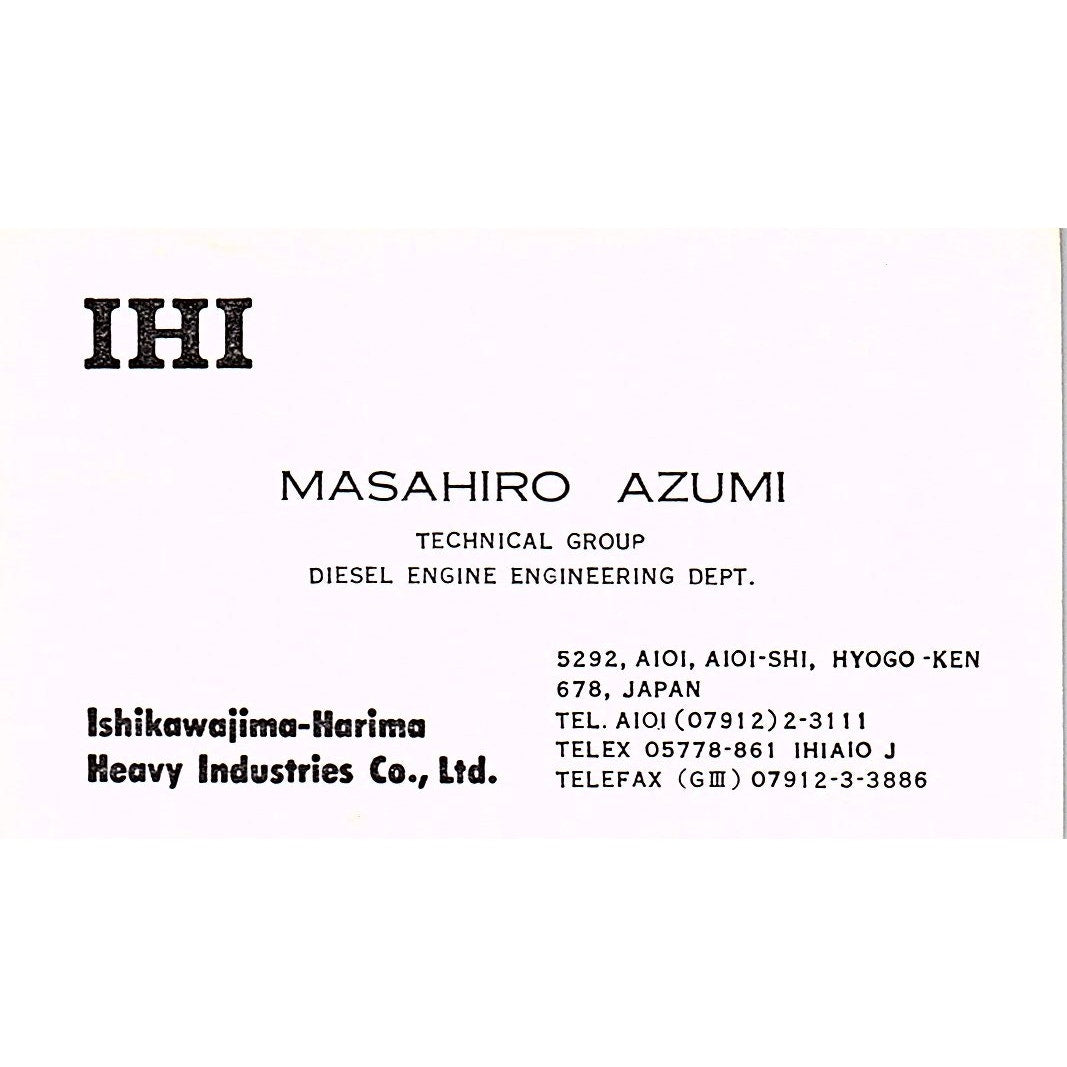 Masahiro Azumi IHI Ishikawajima-Harima Japan Vintage Business Card SC9-B6