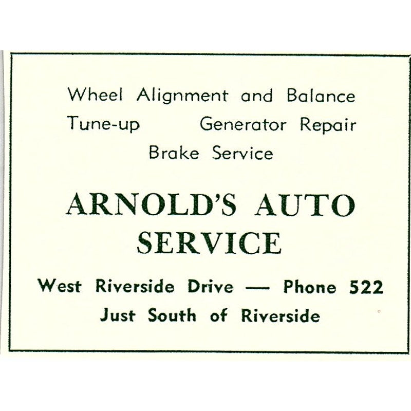 Arnold's Auto Service West Riverside Drive 1957 Estes Park CO Ad AG4-S10