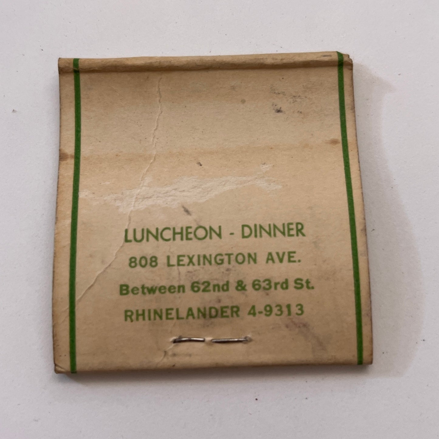 Susan Prince Restaurant 808 Lexington Ave Vintage Matchbook Cover TB8-MB3-5