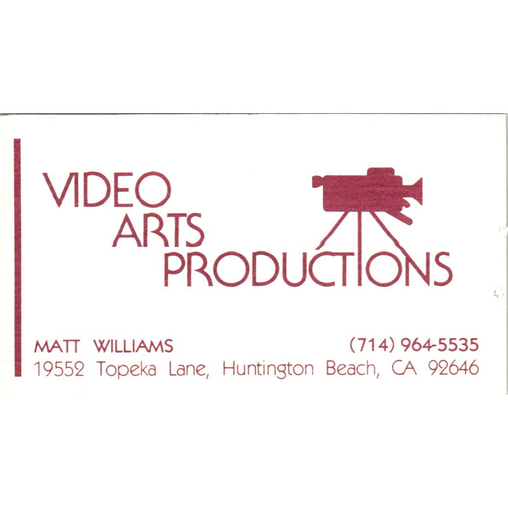 Matt Williams Video Arts Productions Huntington Beach CA Business Card SD8-B5