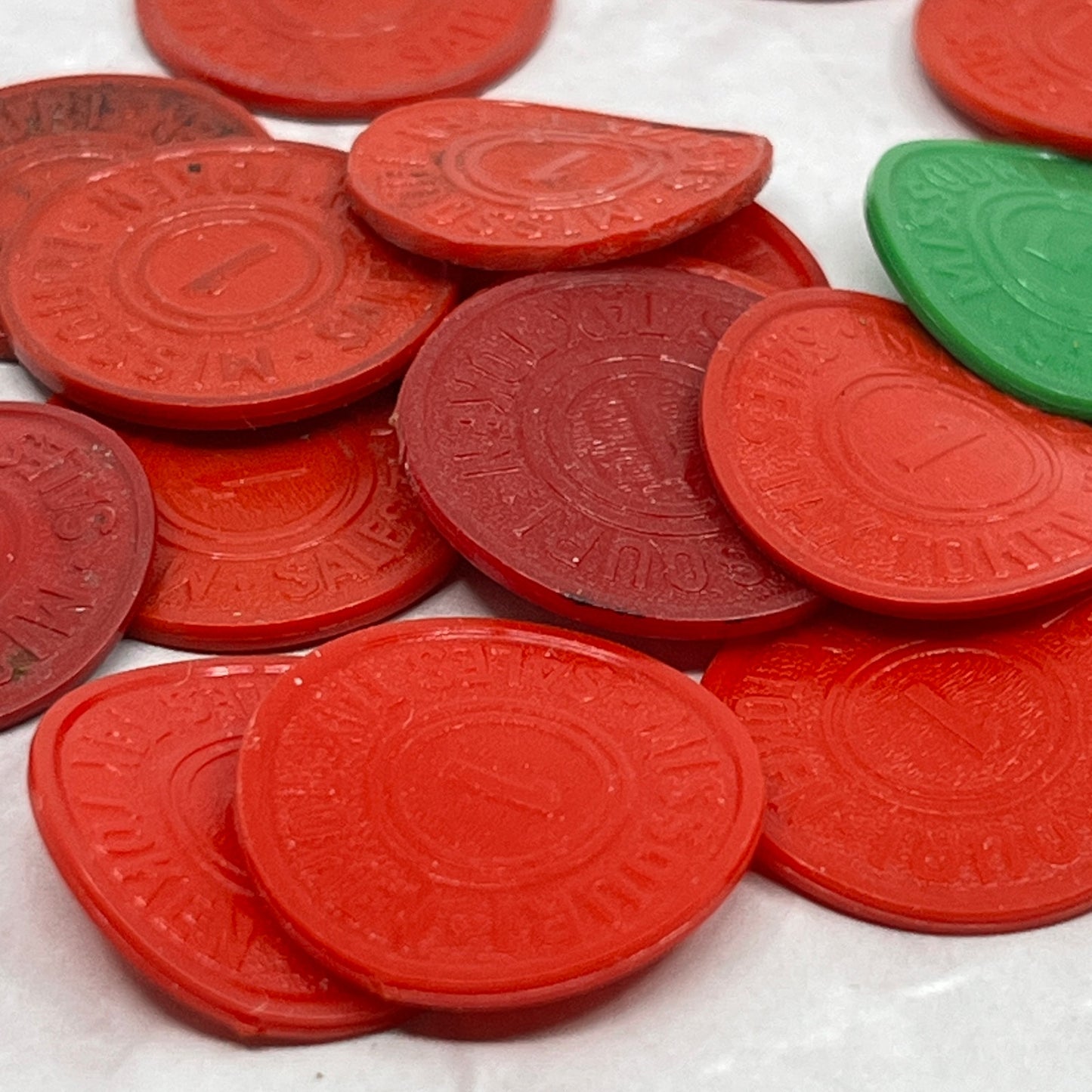 Vtg Missouri State Dept of Revenue Sales Tax Plastic Token Chit Set of 18 SE2