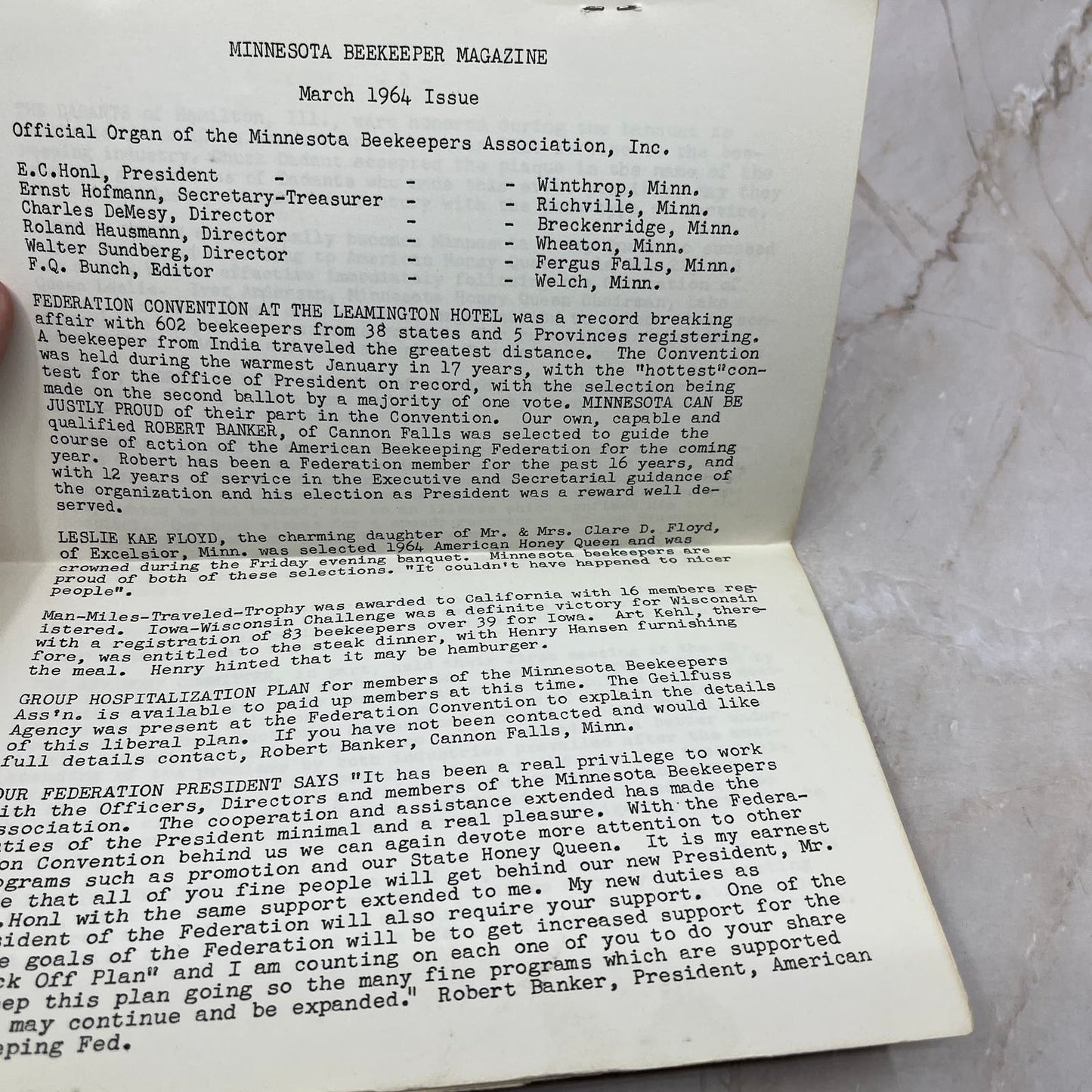 1964 Mar The Minnesota Beekeeper Magazine Red Wing MN Beekeepers Association TD5