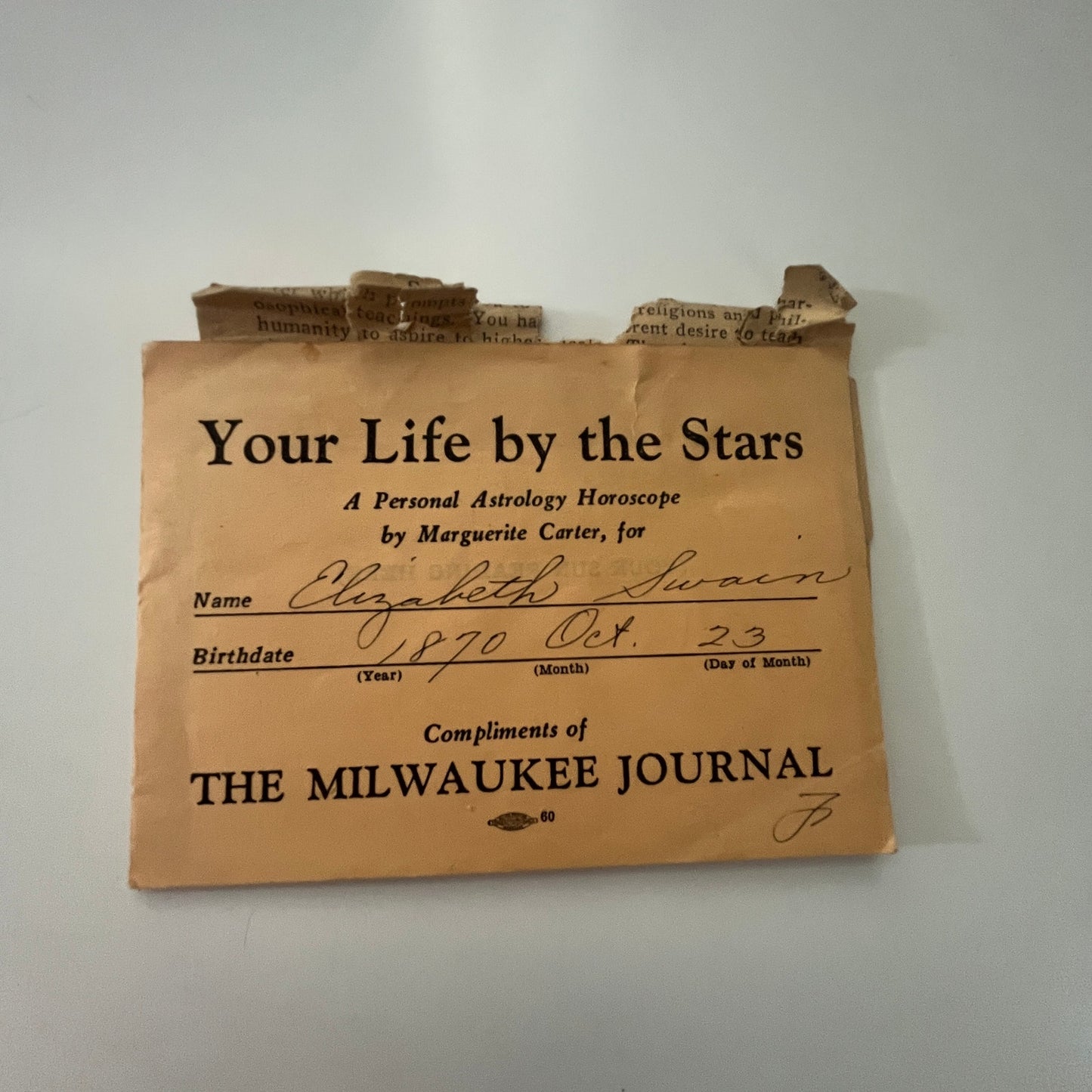 1932 Your Life By The Stars Milwaukee Journal Elizabeth Swain Horoscope AI9-H5