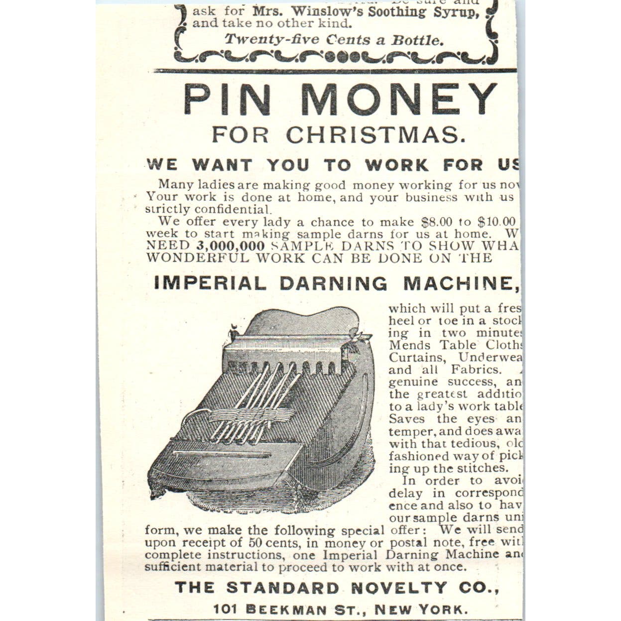 C.C. Shayne's Fur Book Mink Collar New York 1897 Victorian Ad AE9-TS10