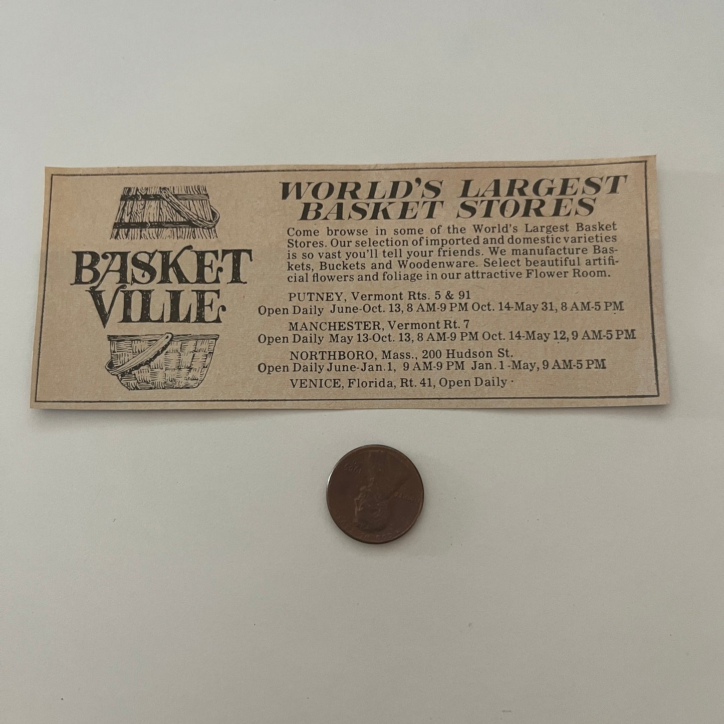 Basket Ville World's Largest Basket Stores Venice FL 1971 Magazine Ad SAG4-M3