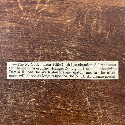 Nov 1878 NY Amateur Rifle Club West End Range NJ 1878 Clip AG2-S17