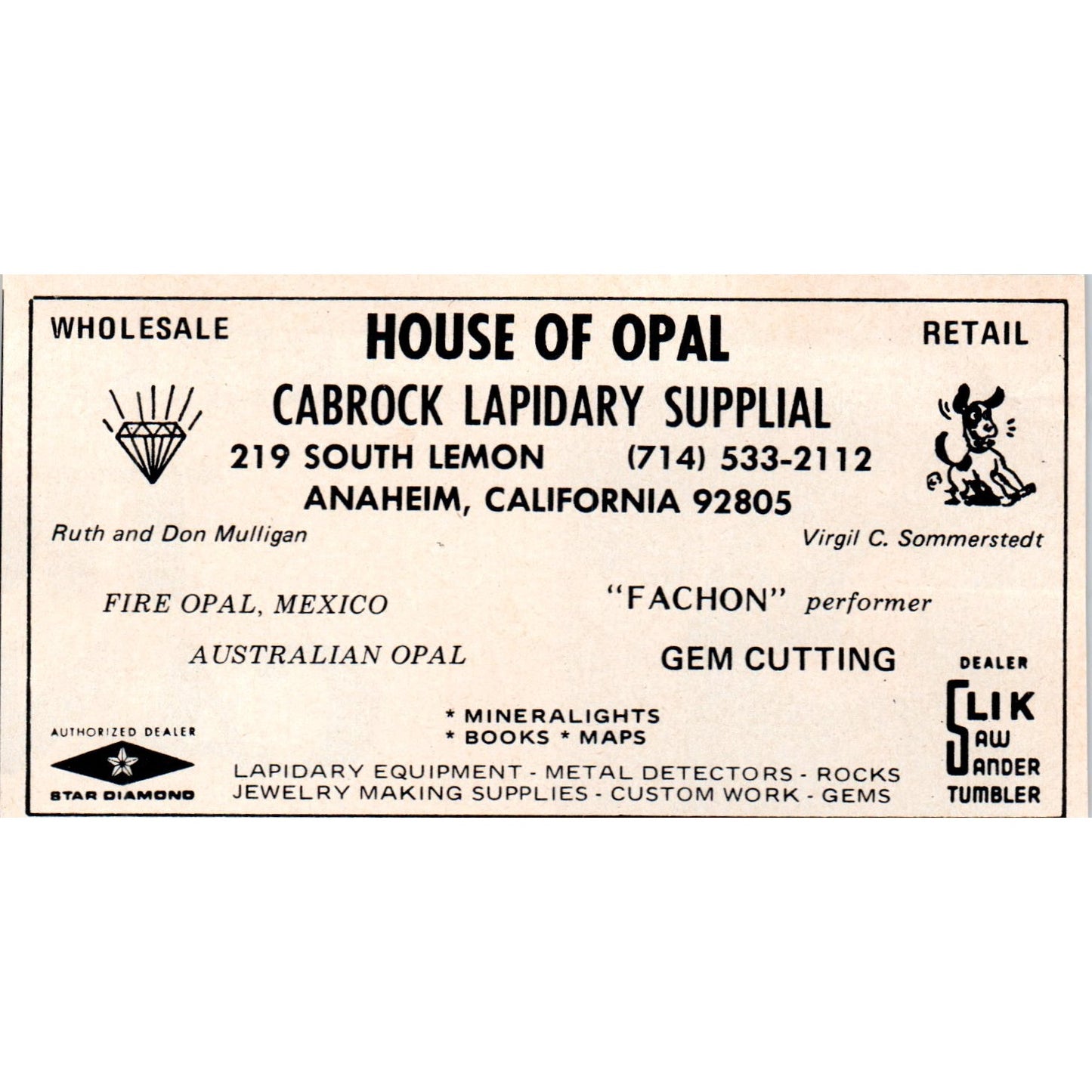 House of Opal Cabrock Lapidary Supplial Anaheim CA 1971 Magazine Ad AD8-R9