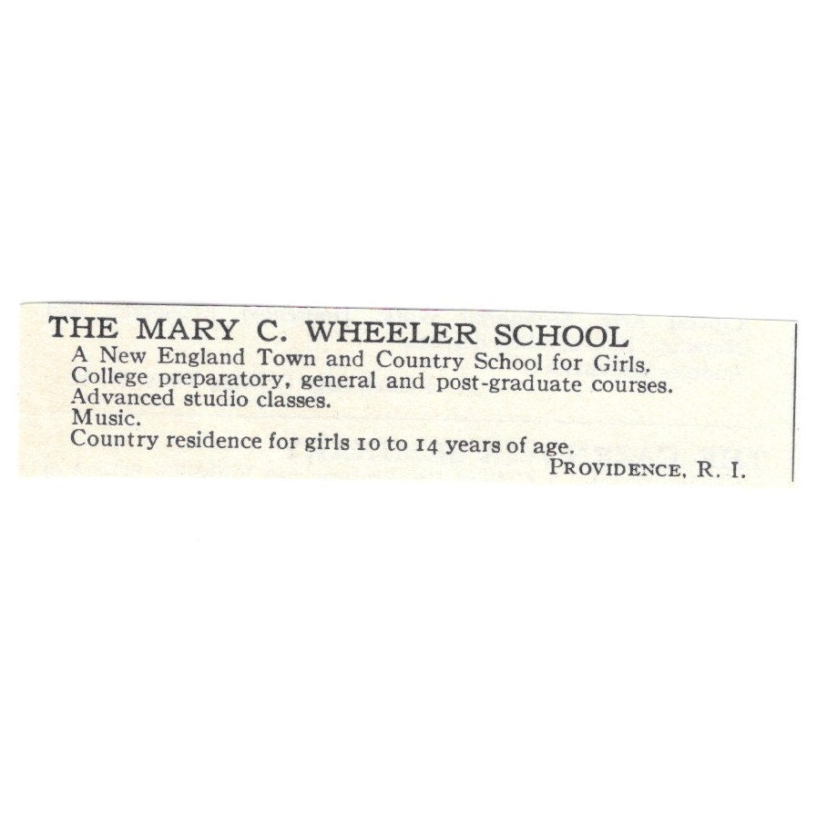 The Mary C. Wheeler School Providence RI 1924 Magazine Ad AD8-O6