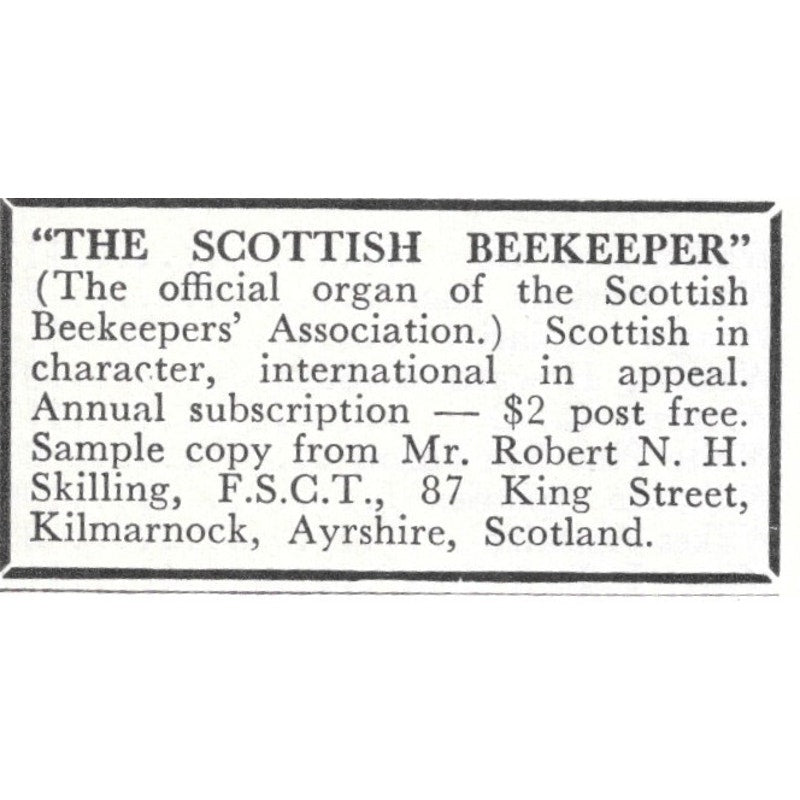 The Scottish Beekeeper Robert N.H. Skilling Ayrshire Scotland 1961 Ad AK6-S13