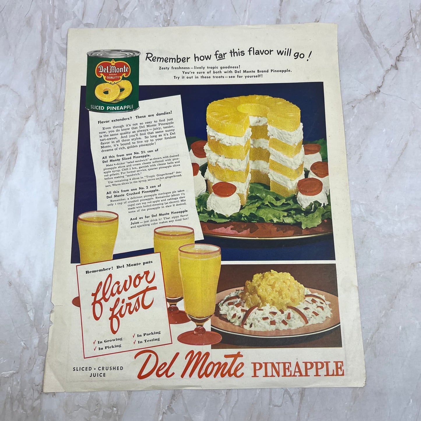 Del Monte Pineapple 4-Decker Salad Sandwich Recipe 10x13 Advertisement FL6-7