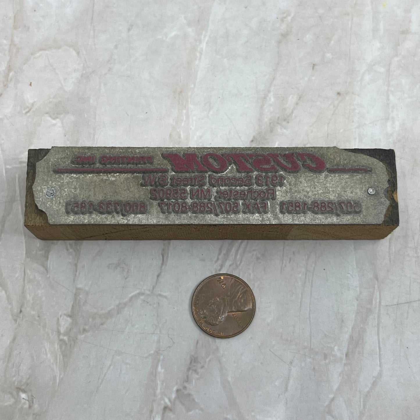 Custom Printing Rochester MN - Vintage Letterpress Printers Block Plate TG8