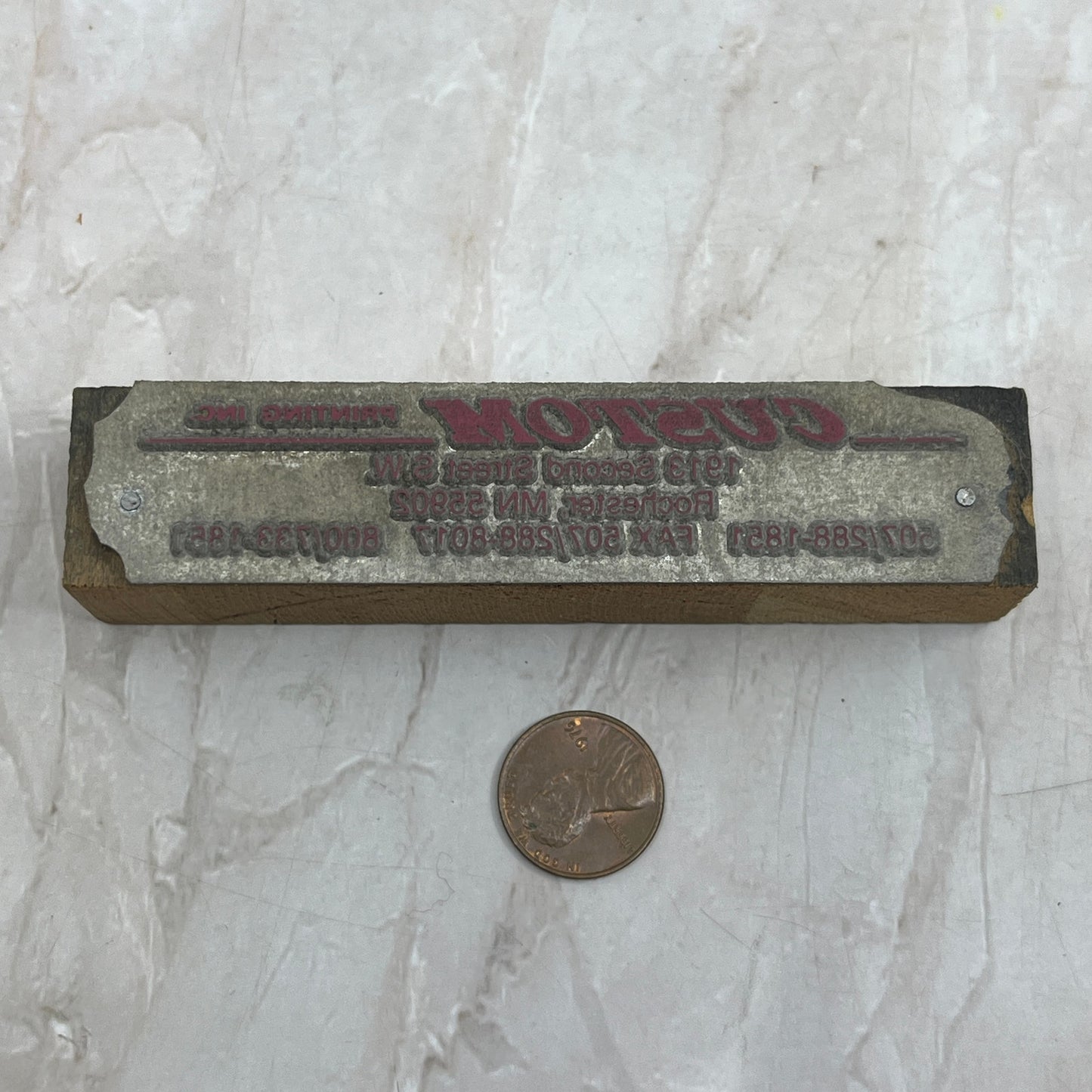 Custom Printing Rochester MN - Vintage Letterpress Printers Block Plate TK3