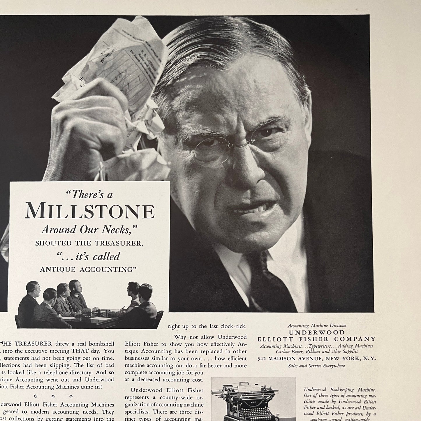 Underwood Elliott Fisher Accounting Machines New York 1935 Ad V1-4
