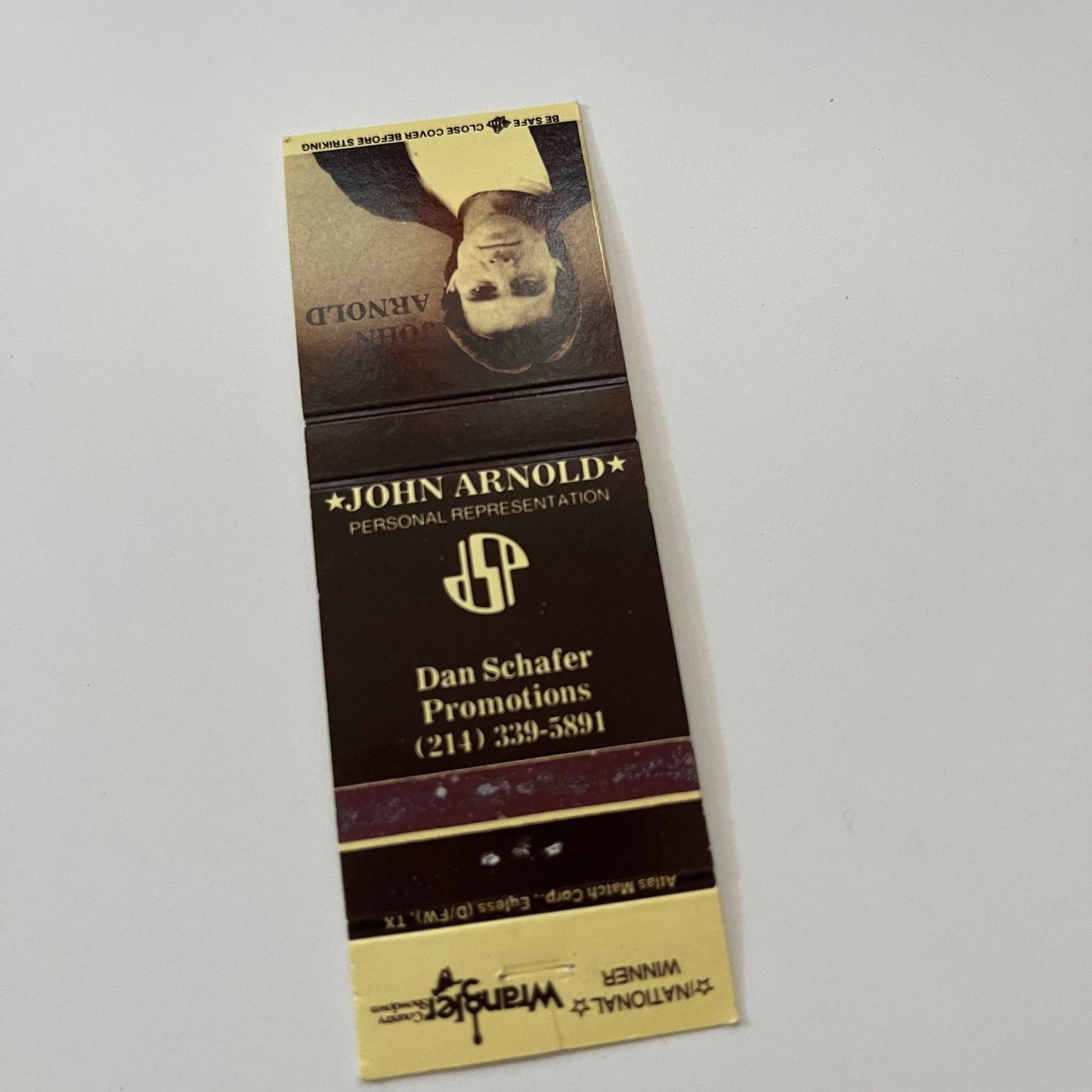 John Arnold - Dan Schafer Promotions Vintage Matchbook Cover TB6-MB2-1