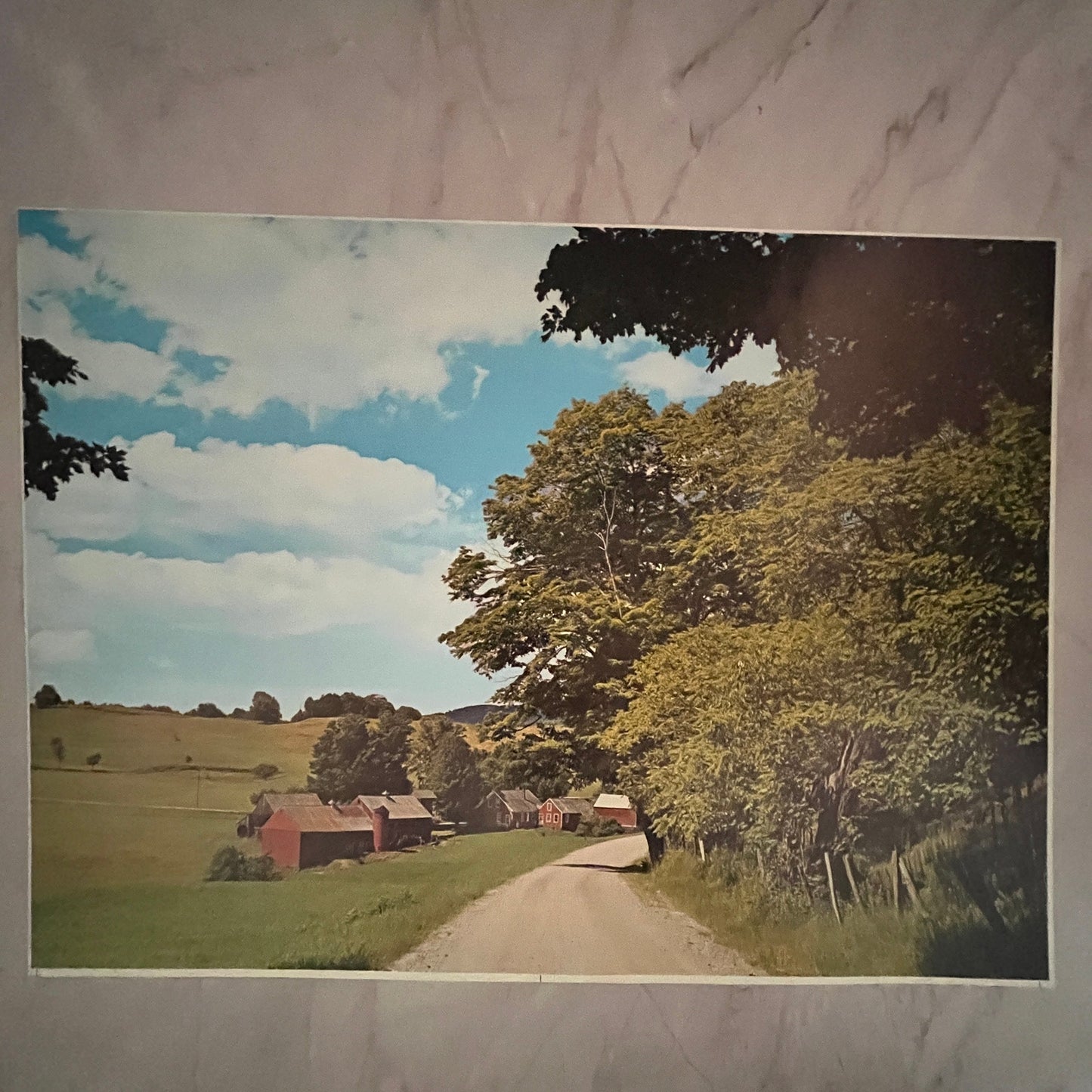 New England Country Road Farmhouse Scene 12x16" Art Print FL1