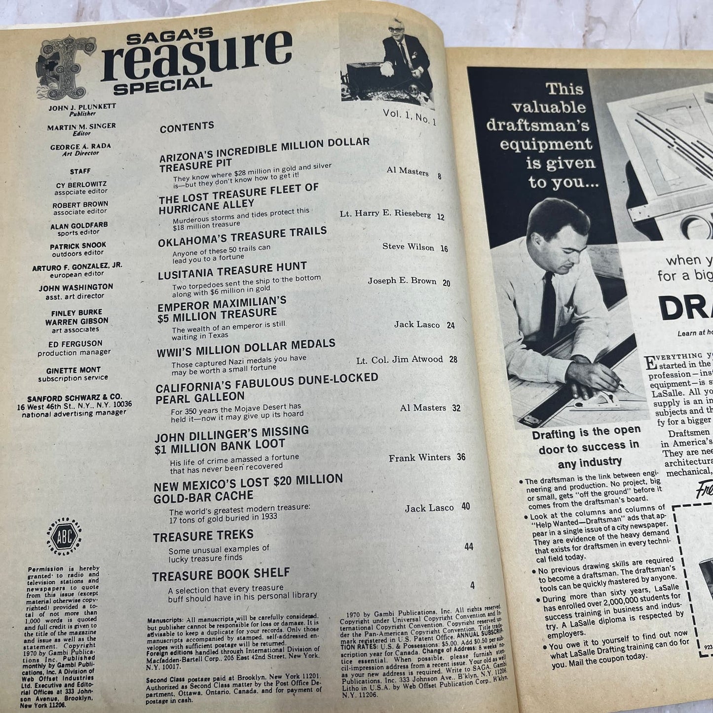 1970 - Saga's Treasure Special Magazine - Treasure Hunting Dillinger's Loot M18