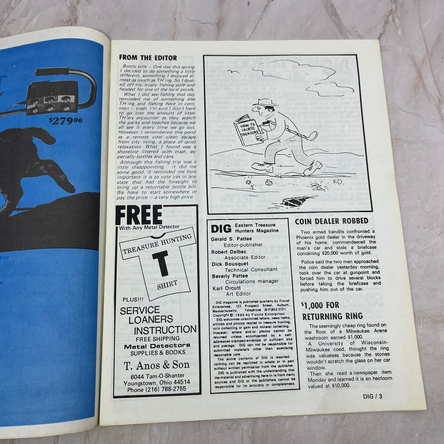 1980 Summer - DIG Eastern Treasure Hunters Magazine - Coins Bottles Gems M18