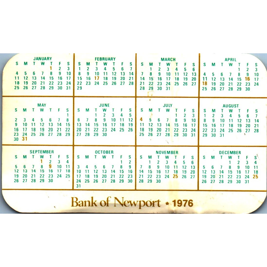 1976 Bank of Newport, Newport Beach CA Vintage Business Card SE3-B9