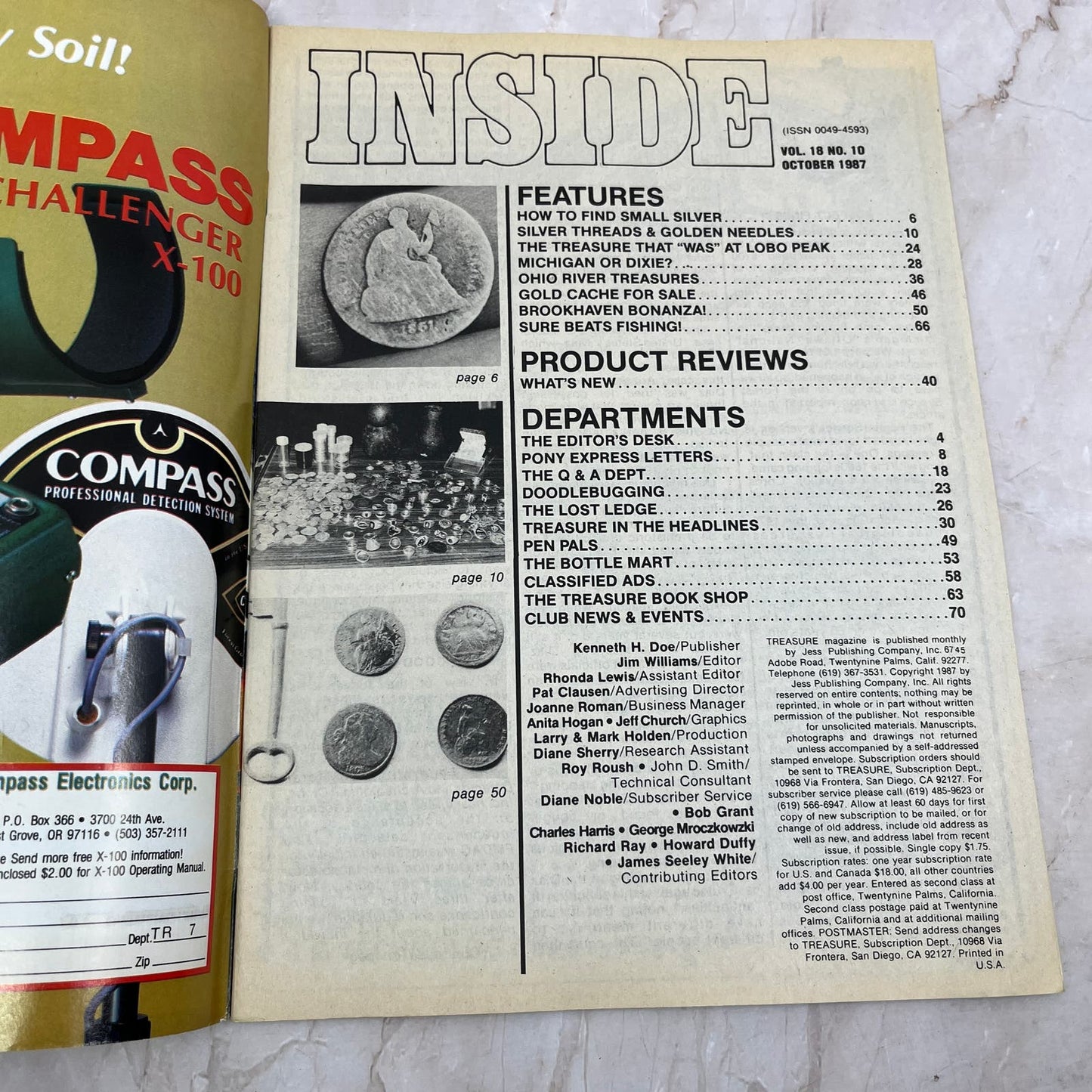 1987 Oct - Treasure Magazine - Treasure Hunting Metal Detecting Gold Coins M10