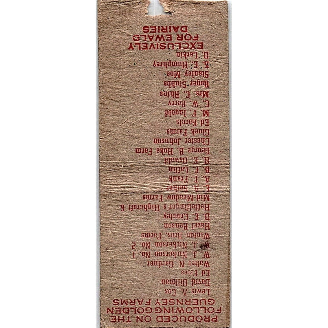 Ewald Bros Golden Guernsey Minneapolis MN Vintage Matchbook Cover SC7-Y4