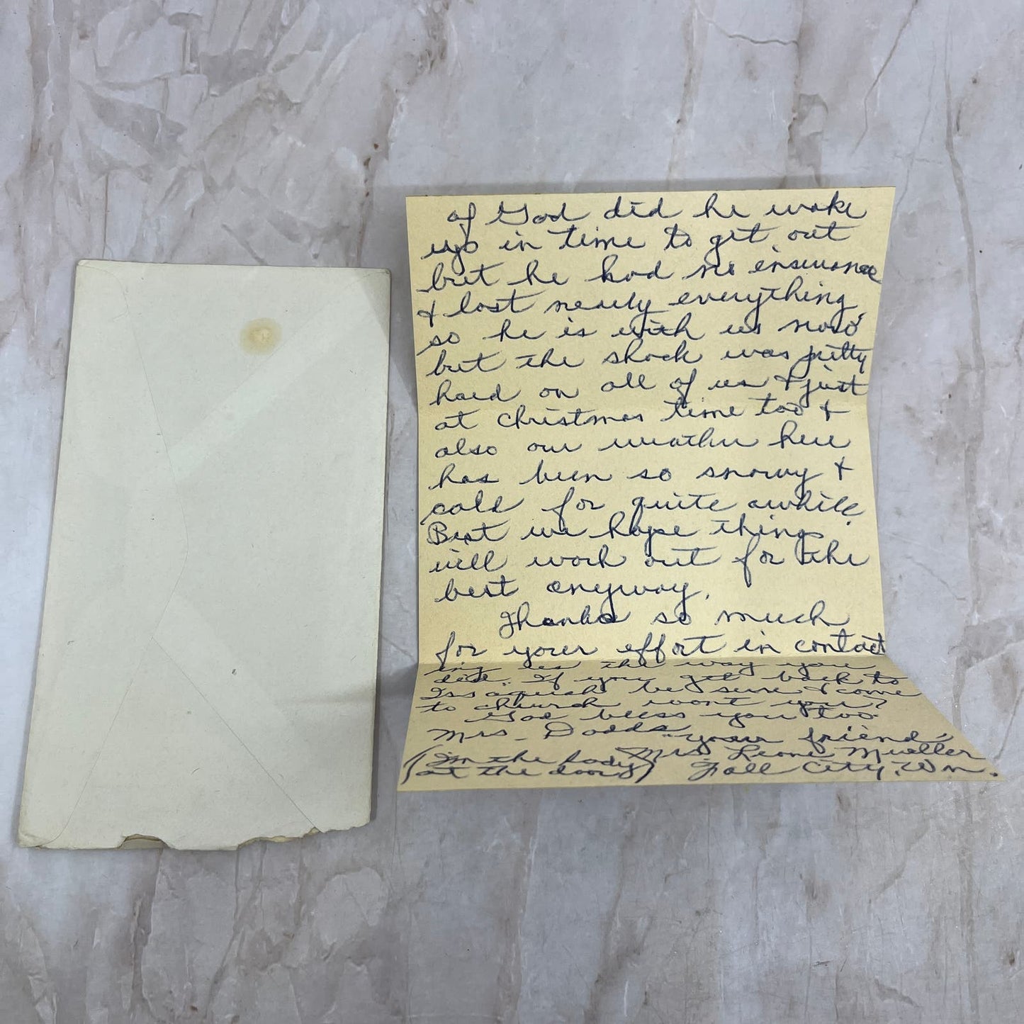 1965 Handwritten Letter Leone Mueller Fall City to Ruby R. Dodds Atascadero AE6