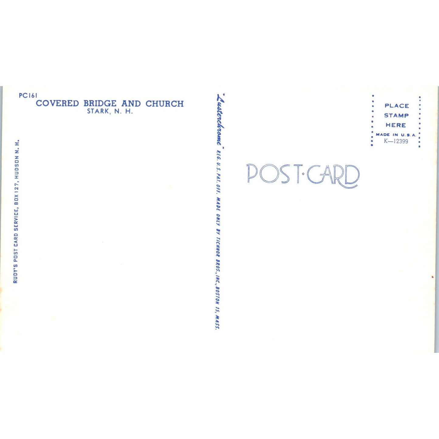 Covered Bridge and Church Stark NH Vintage Covered Bridge Postcard PC17