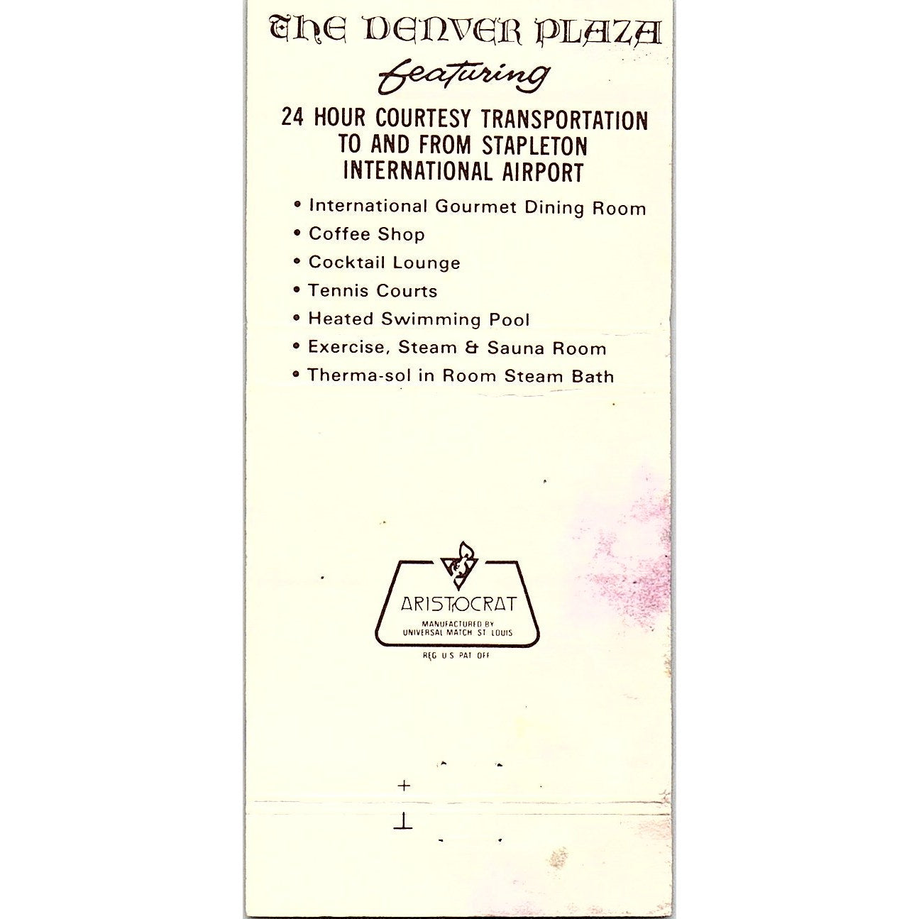 The Denver Plaza Denver CO Vintage Matchbook TB6-MB2-7