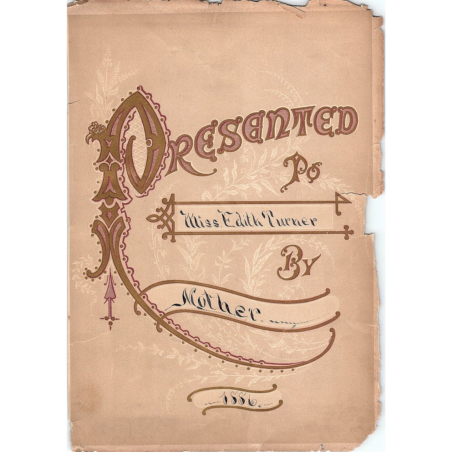 1884 Perfect Jewels Title Page - Presented to Miss Edith Turner TA5-CJ-1