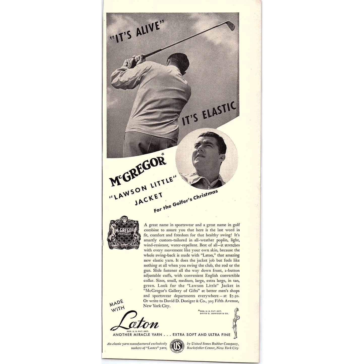 McGregor Lawson Little Jacket for the Golfer's Christmas 1940 Ad V14-8