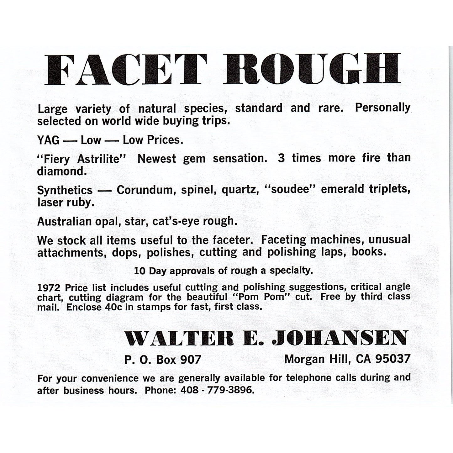 Bill Egleston Soapstone Marshalltown Iowa 1972 Ad AF8-H2