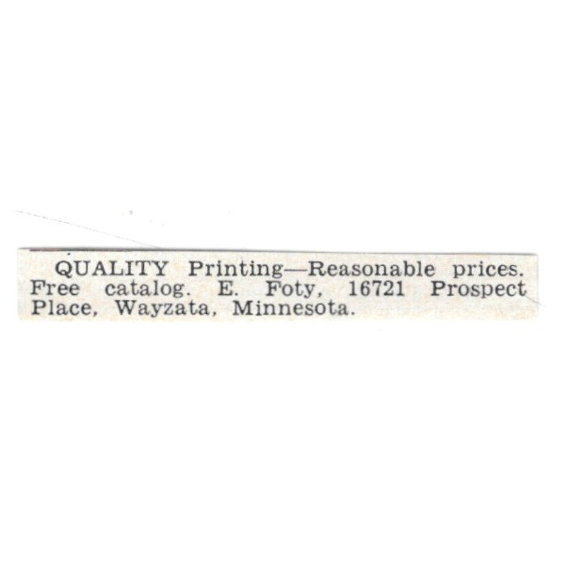 Quality Printing - E. Foty, Wayzata Minnesota 1955 Ad AG1-S4