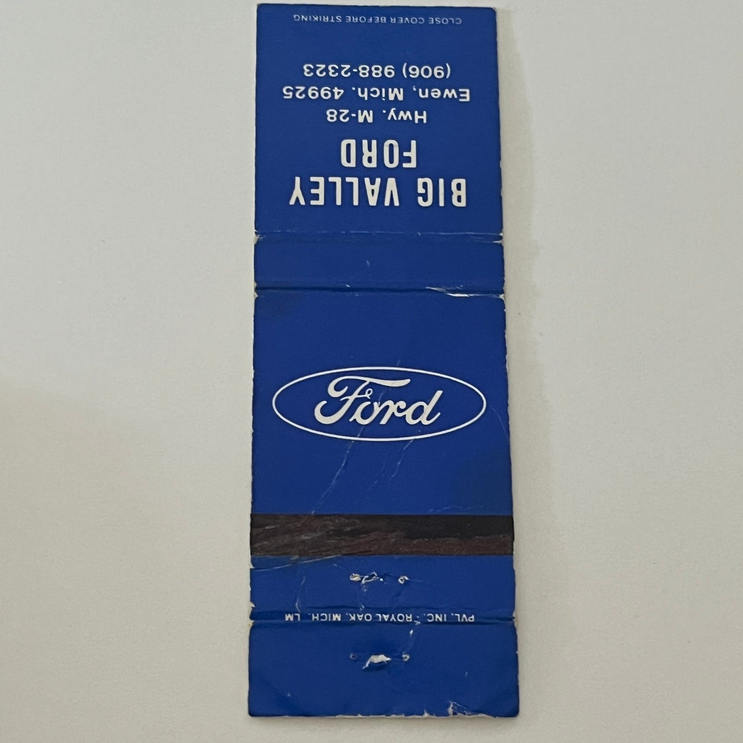 Big Valley Ford Ewen MI Matchbook Cover TB6-MB2-4