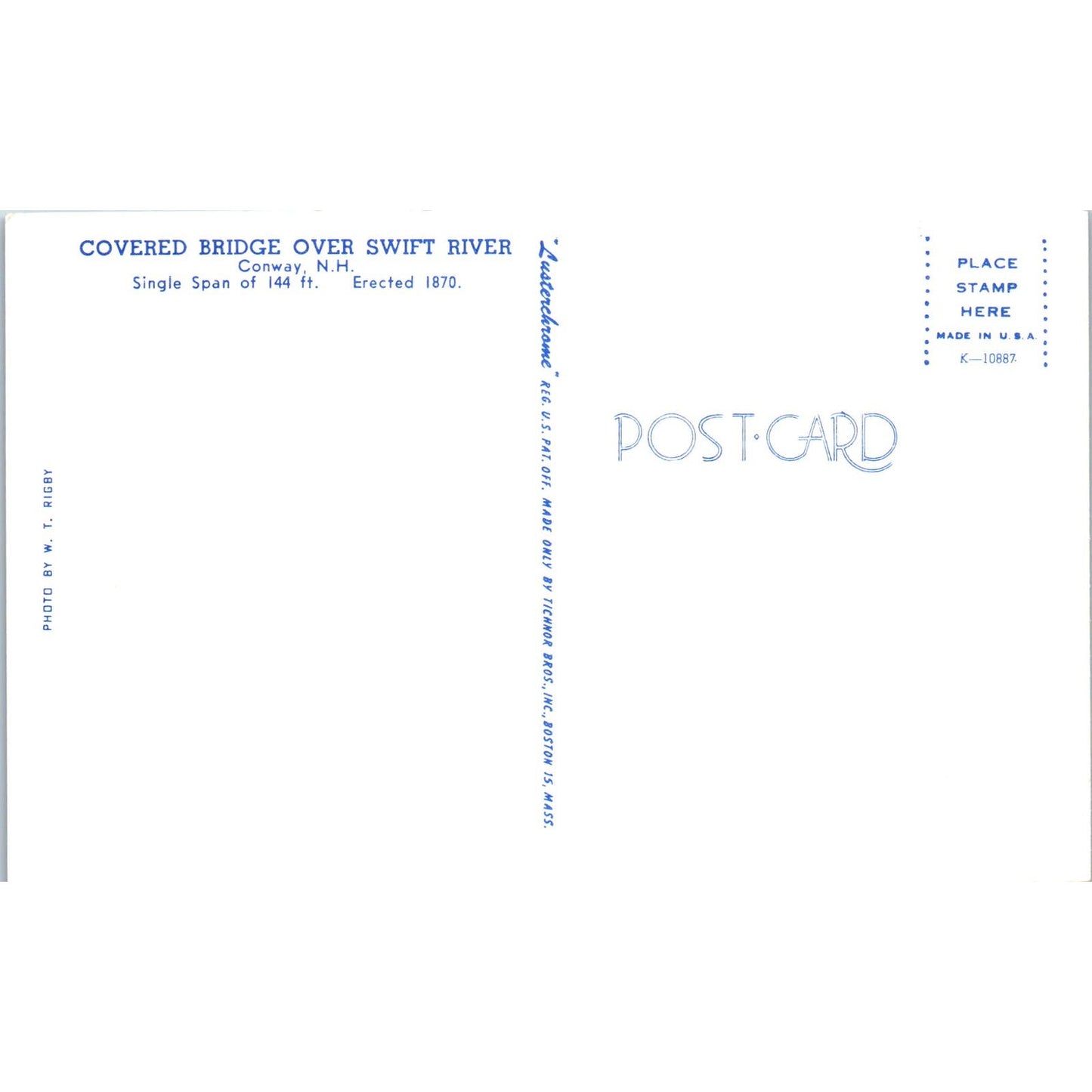 Covered Bridge Over Swift River Conway NH Vintage Covered Bridge Postcard PC11