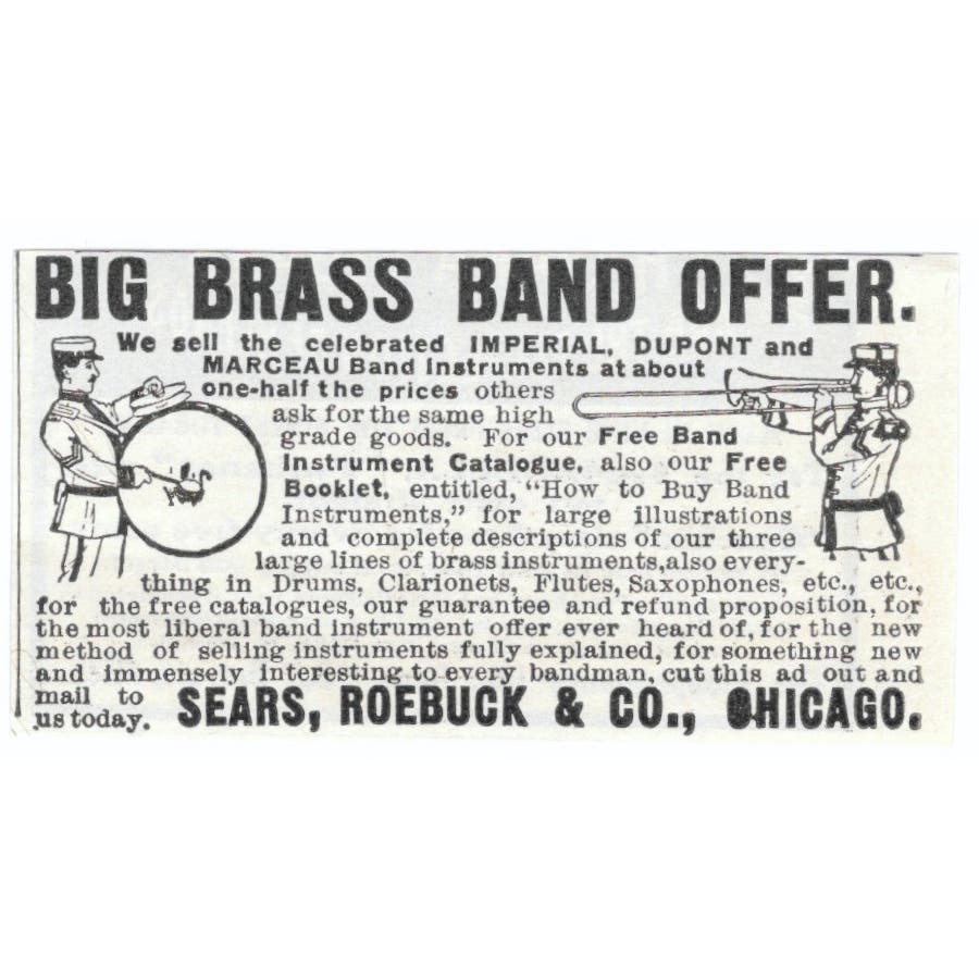 Big Brass Band Sears Roebuck & Co c1905 Original Magazine Advertisement AE7-SA1
