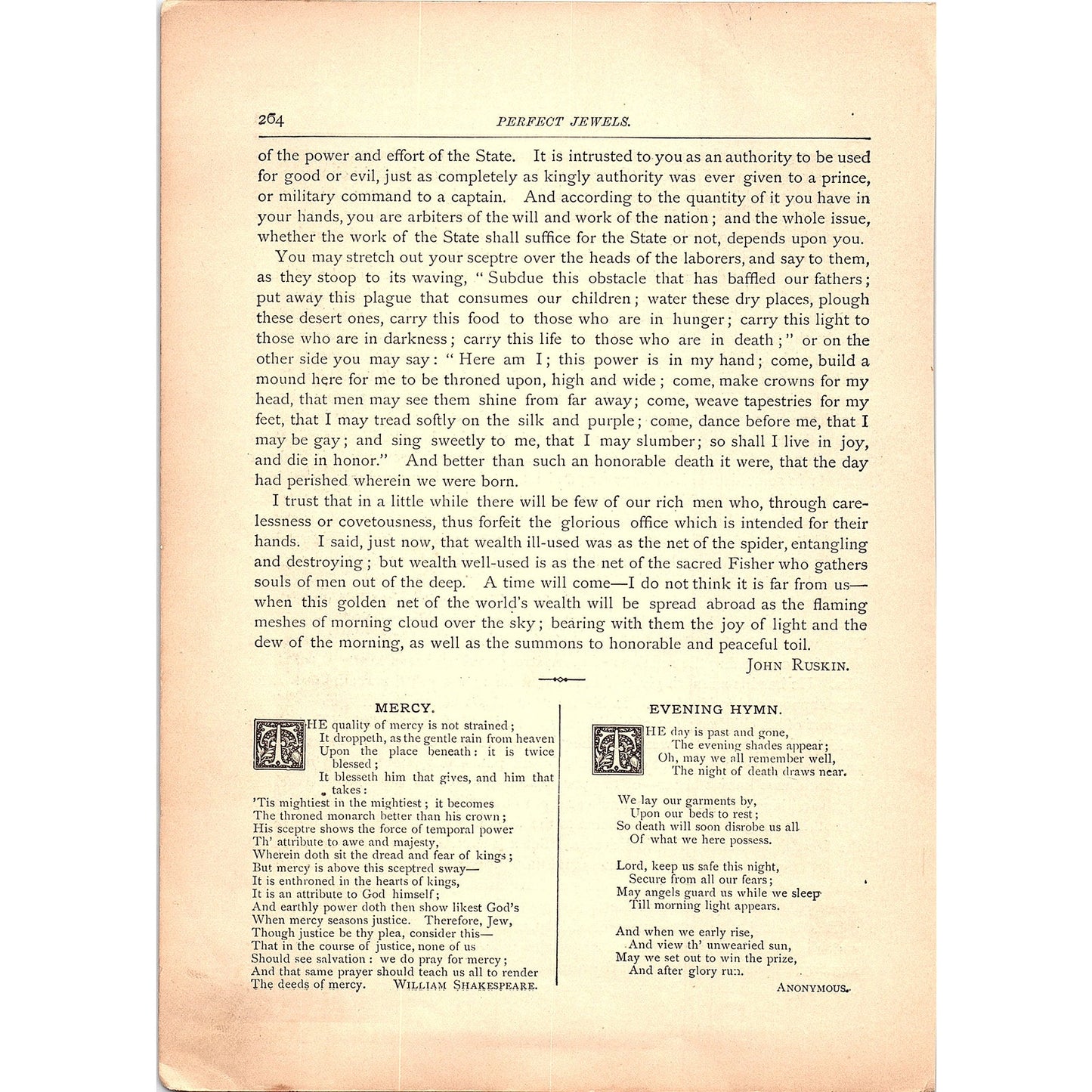 The True Use of Wealth - John Ruskin 2 Pages 1884 Poem TA5-CJ-4