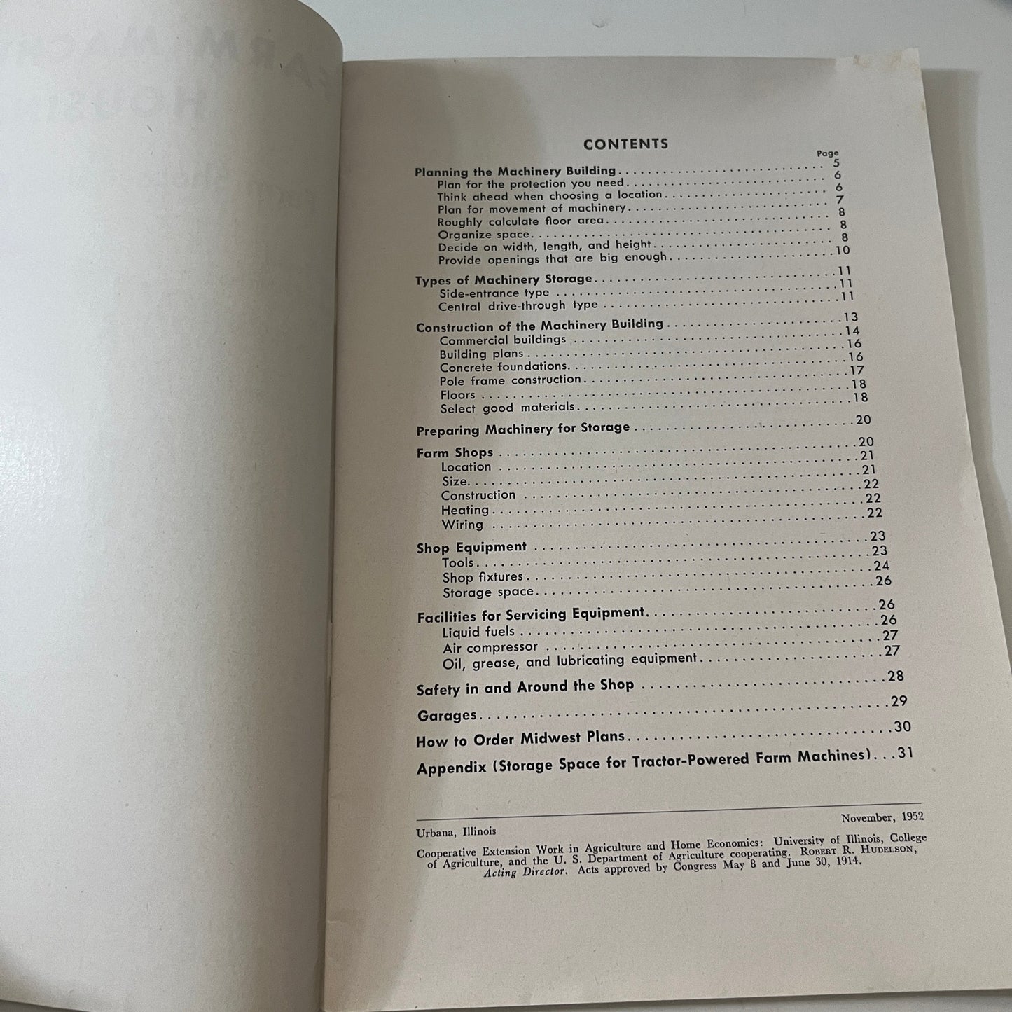 Farm Machinery Housing Farm Shops 1952 Illinois Farmers Bulletin Booklet TK2-XB3