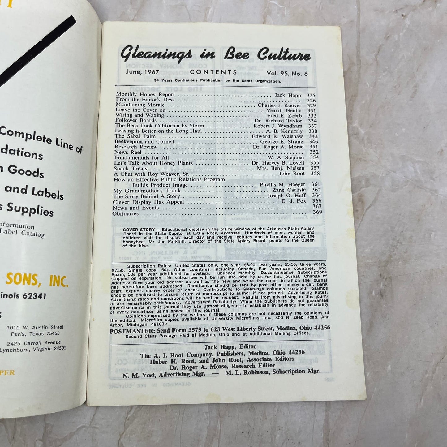 1967 June Gleanings in Bee Culture Magazine Bees Beekeeping Honey TD7