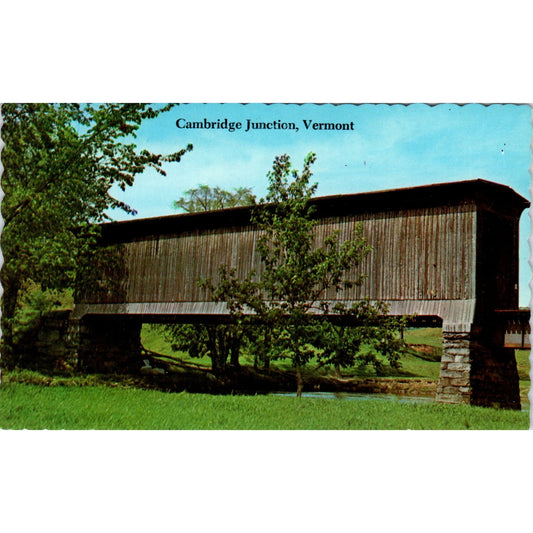 Covered Railroad Bridge Cambridge Junction VT Vintage Bridge Postcard PD3