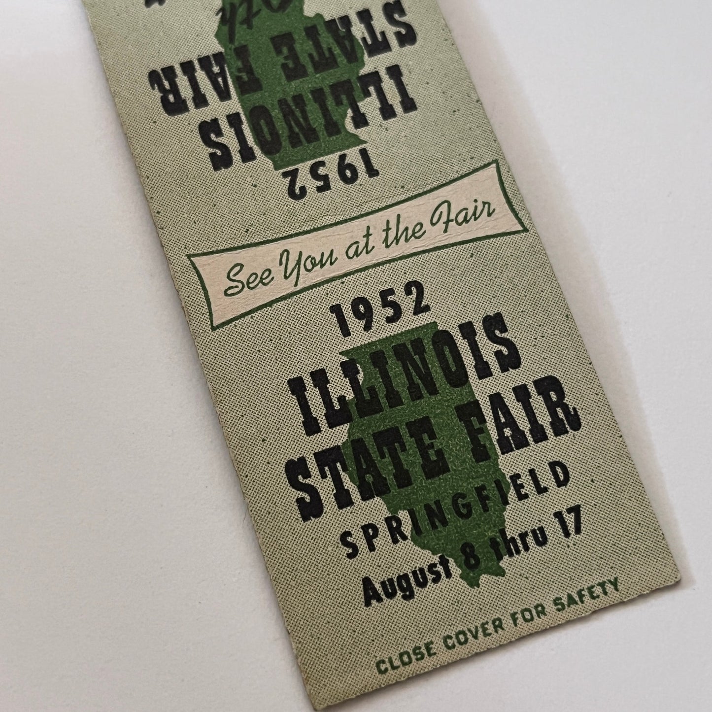 1952 Illinois State Fair Springfield Vintage Matchbook Cover TB6-MB2-1