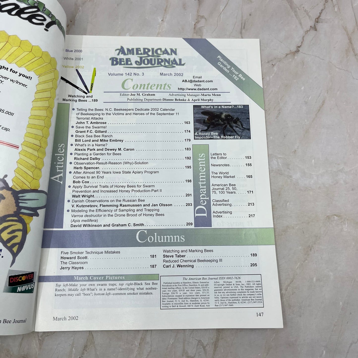 2002 March American Bee Journal Magazine Bees Beekeeping Honey M7