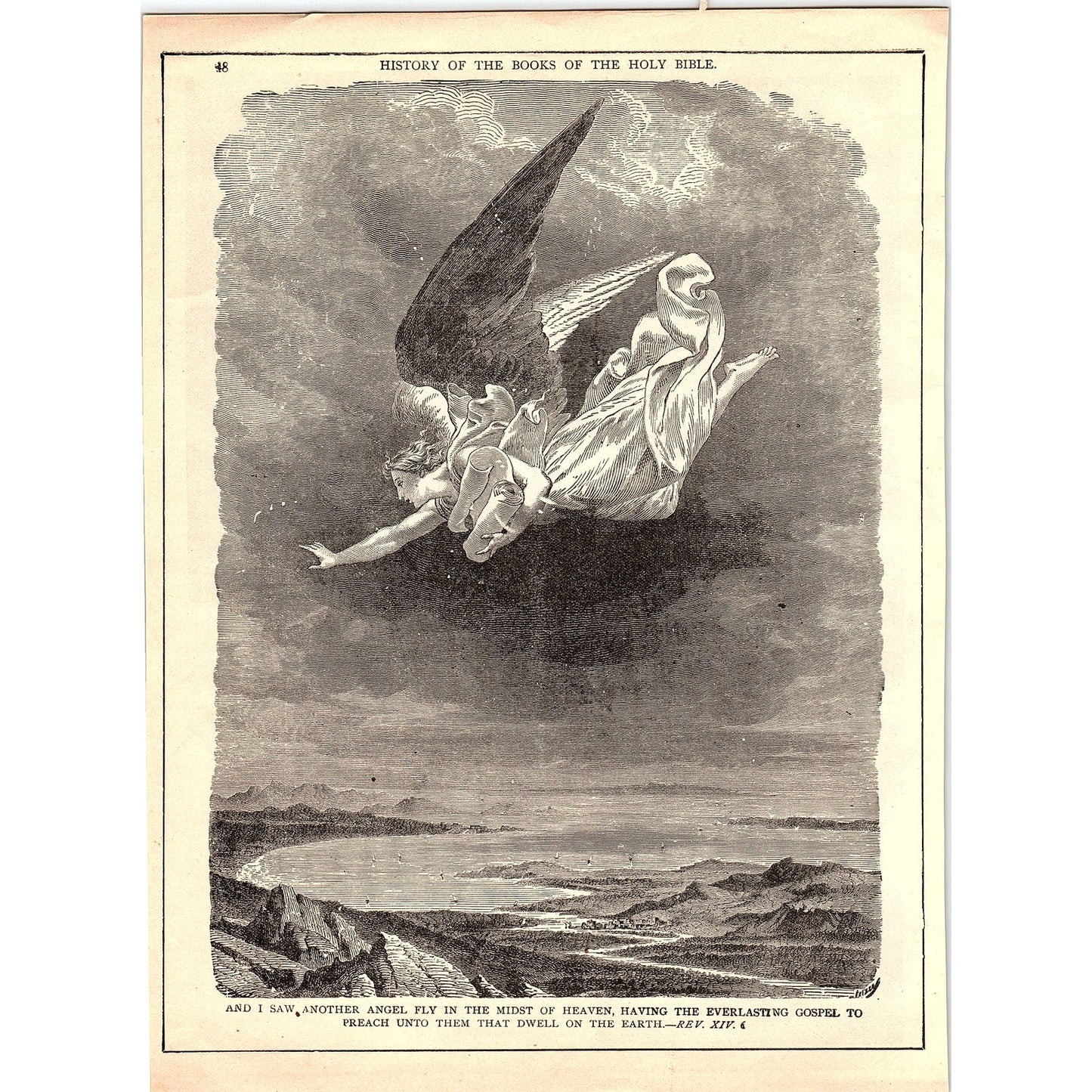 Revelation of St. John Angel 1892 Bible Engraving SAG4-9