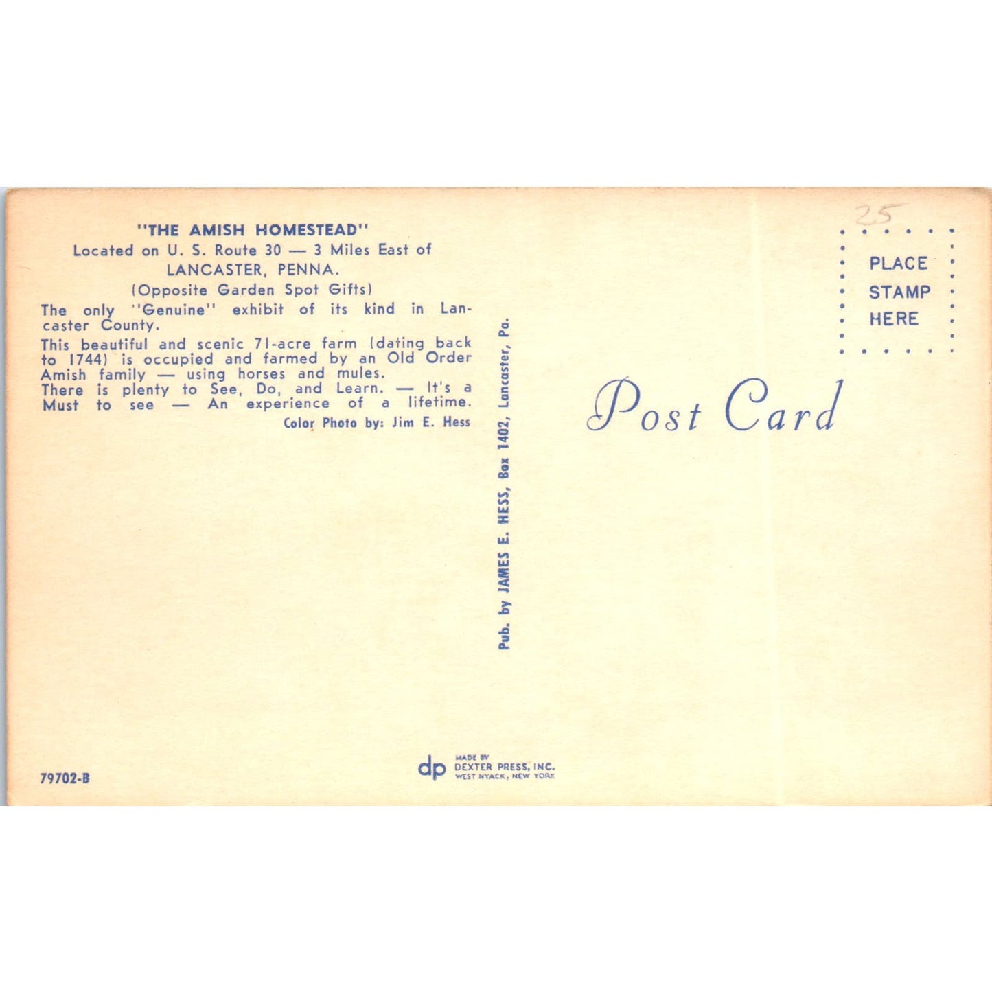 Horse & Buggy Amish Homestead Lancaster PA Dutch Country Vintage Postcard PD5