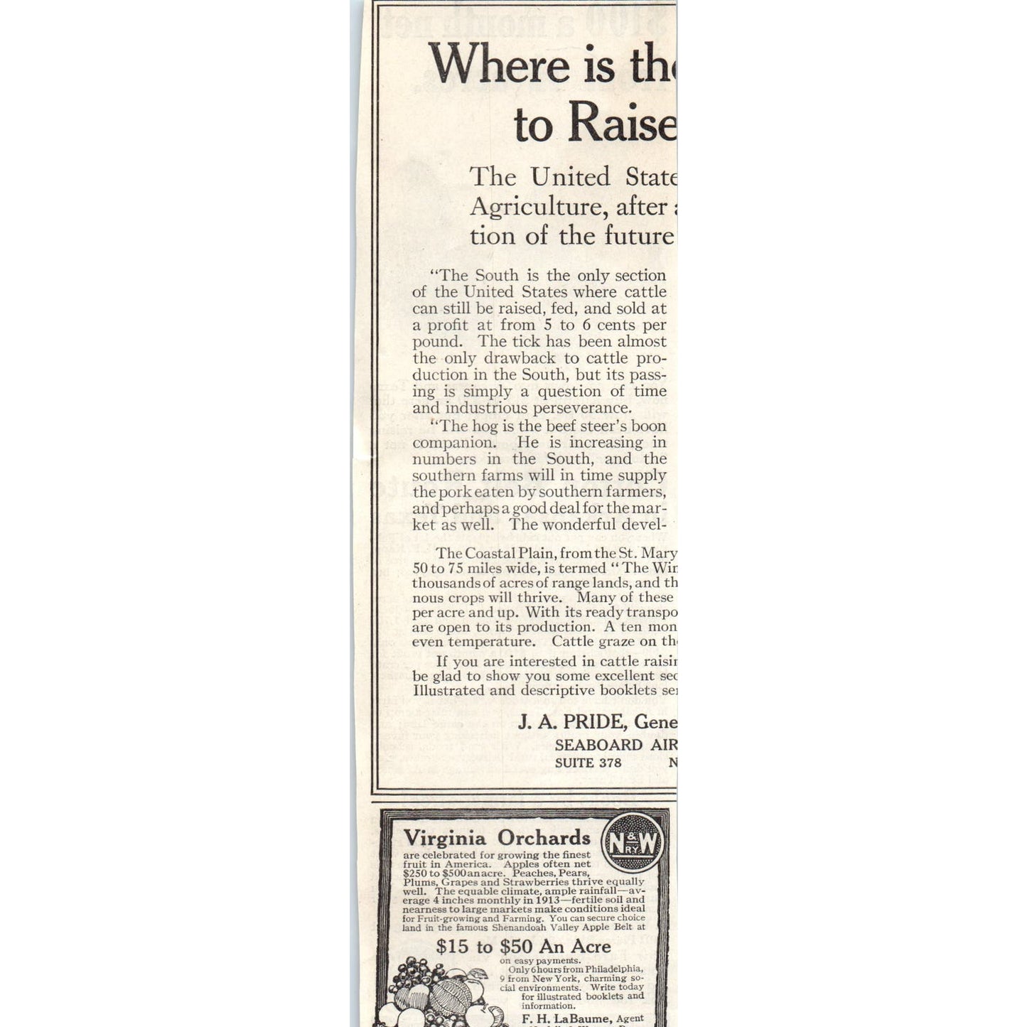 Cotton Belt Route AR TX E.W LaBeaume St Louis 1913 Magazine Advertisement AE7-N7