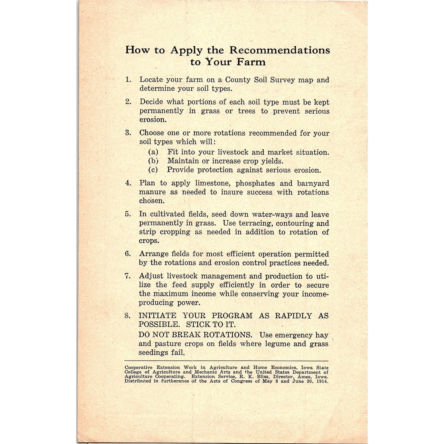 Plan to Use Your Soil and Keep it Too 1914 Ames Iowa Farm Bulletin TK2-XB6